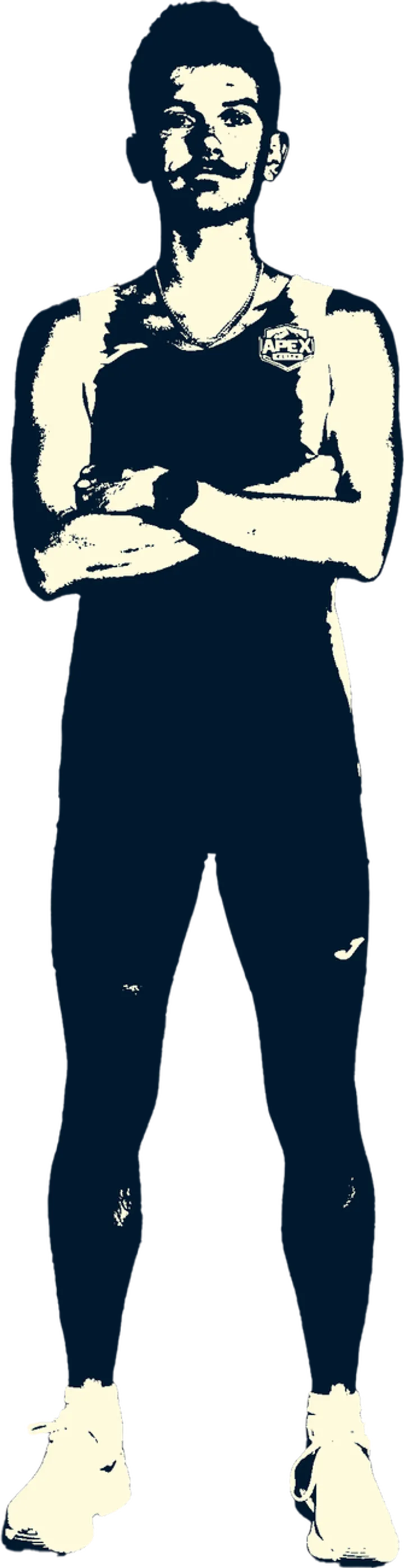 Stylized graphic of Chris Cherry in Apex Elite kit