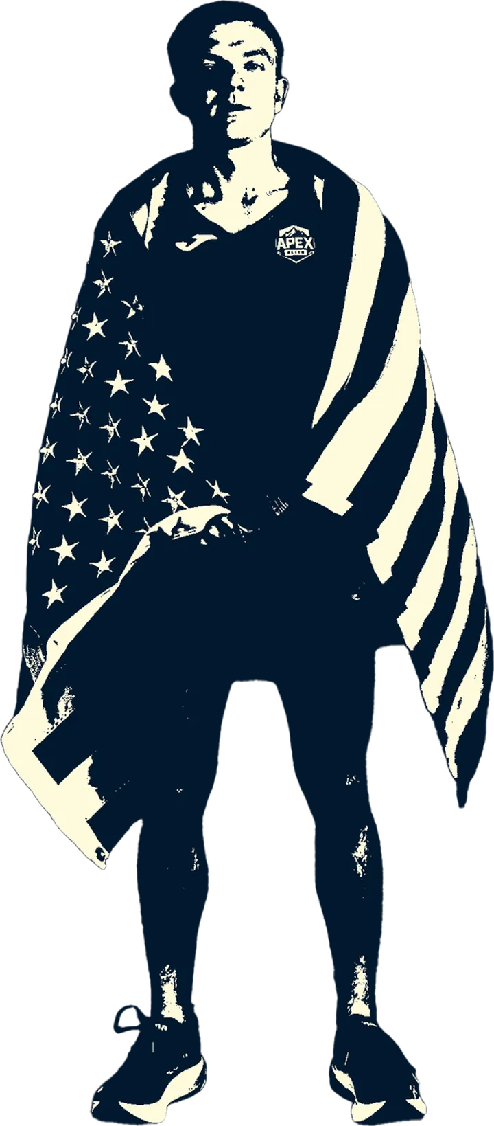 Stylized graphic of Gavin Glaza in Apex Elite kit