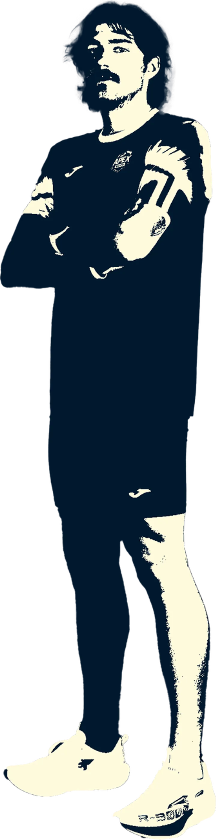 Stylized graphic of Shane Knanishu in Apex Elite kit